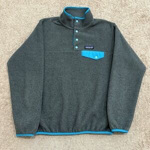 Patagonia Synchilla Snap-T Sweatshirt Women's Small Gray Teal Fleece Pullover